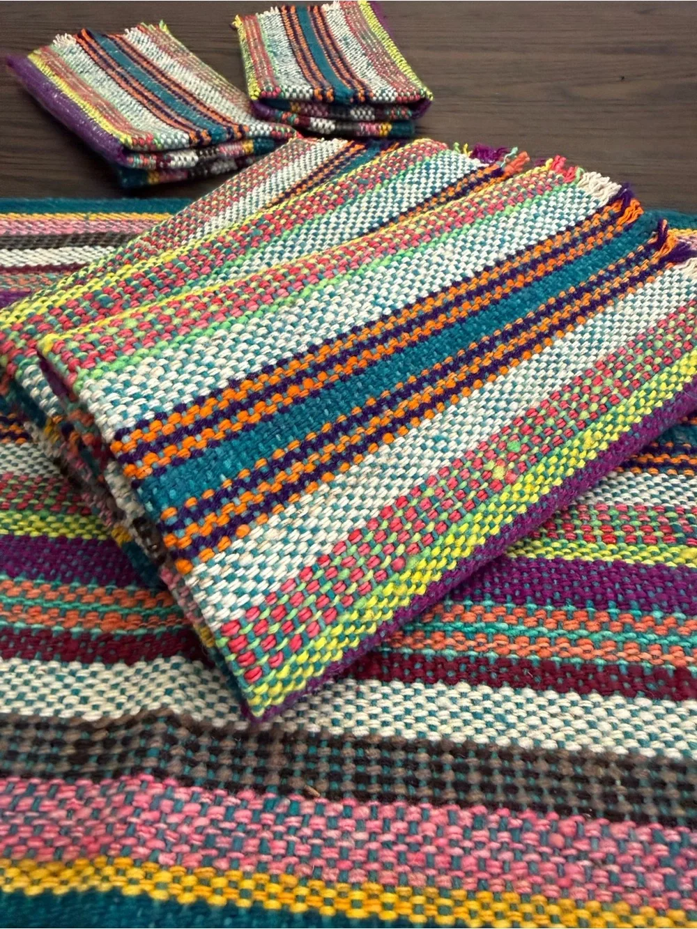 Illari Handmade Peruvian 100% Sheep Wool Placemats Set of 6 Woven Artisan